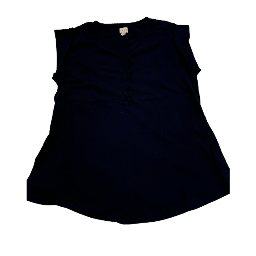 La‎ Vie Rebecca Taylor Ruffled Henley T-Shirt Top
